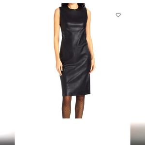 NWT Spanx Luxe Black Dress - Faux Leather Sheath Dress